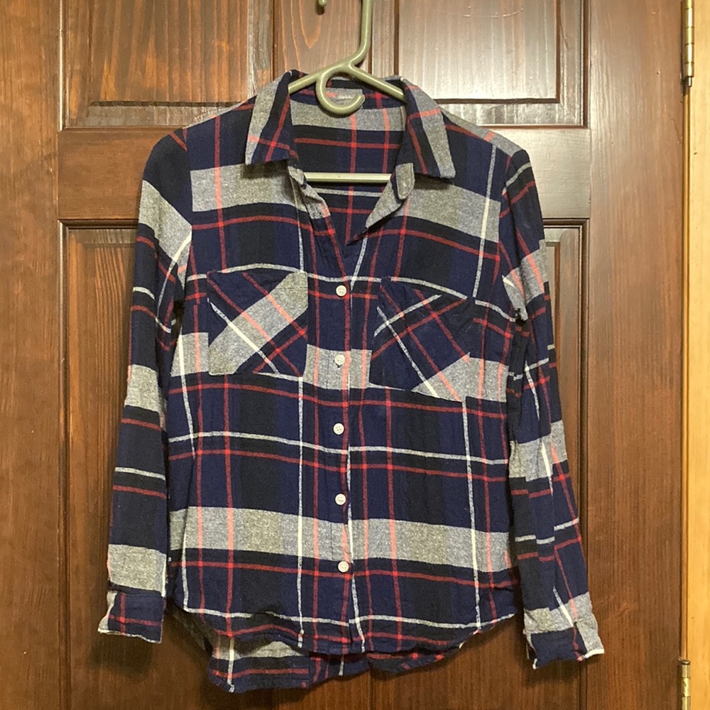 Charlotte Russe - Small - Blue and Red Striped Flannel
